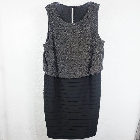 Scarlett Dresses & Skirts - Scarlett Women's 24W Black Silver Textured Knee Length Sleeveless Dress Gown